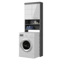 WASCHMASCHINENSCHRANK weiß Hochglanz, grau 63 cm, 6 Fächer - Chromfarben/Weiß Hochglanz, Holzwerkstoff/Kunststoff (63/191/24cm) - Inn.Furn