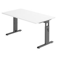 SCHREIBTISCH Serie-O 80/140/74 cm in Weiß/Graphitfarben - Graphitfarben/Weiß, Holzwerkstoff (80/140/74cm) - bümö