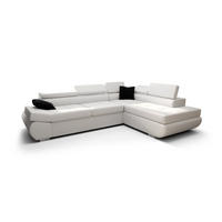 ECKSOFA KONGO RBN03, Eckcouch in L-Form mit Schlaffunktion, Farbe: Weiß, Kunstleder, Ottomane Rechts - Weiß, Textil (280/200cm) - O-Sofa