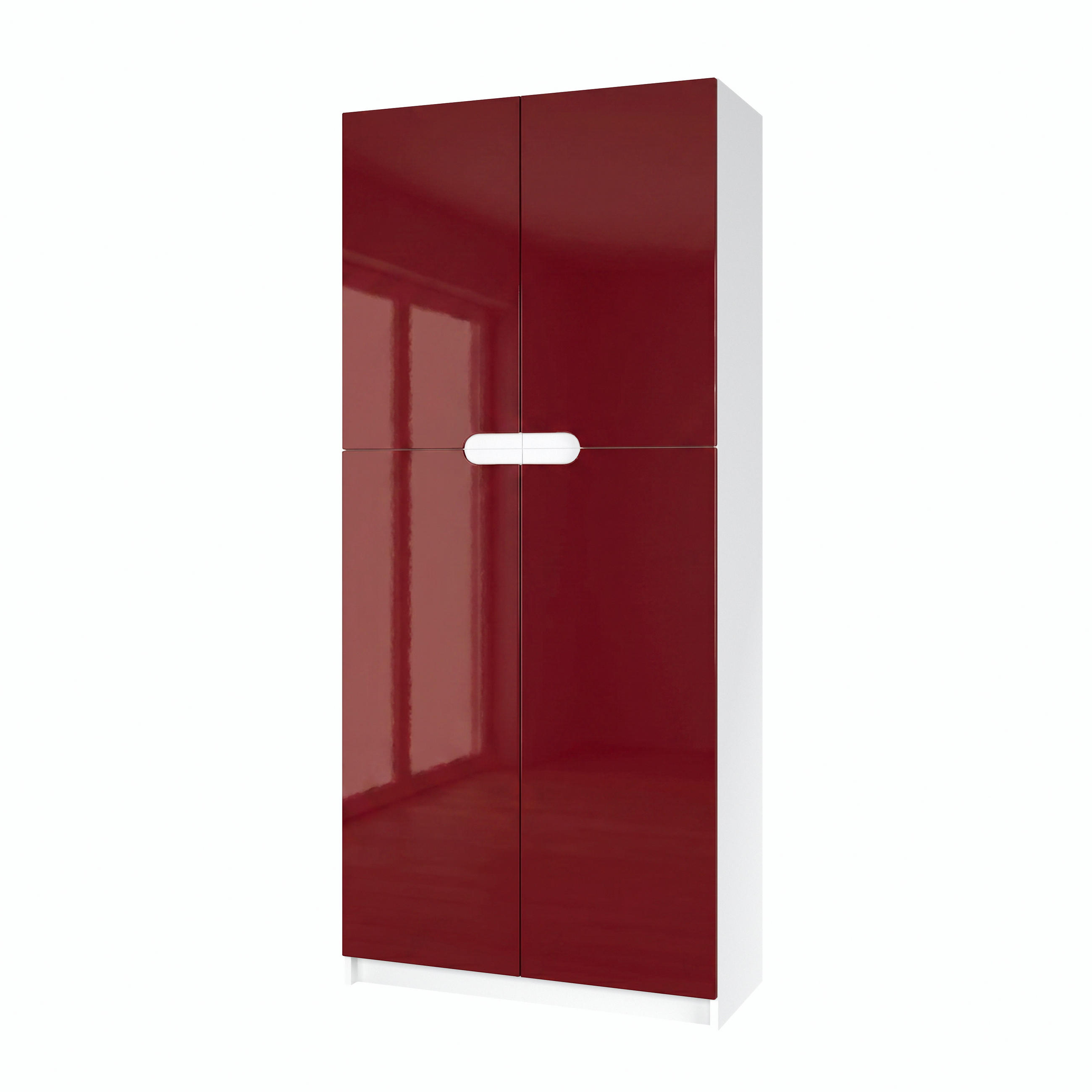 BÜROSCHRANK Logan Fronten in Bordeaux Hochglanz - Bordeaux, Holzwerkstoff (82/184/37cm) - Vladon
