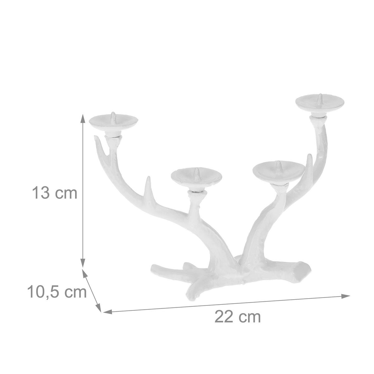 KERZENSTÄNDER - Weiß, Metall (22/13/10.5cm) - Relaxdays