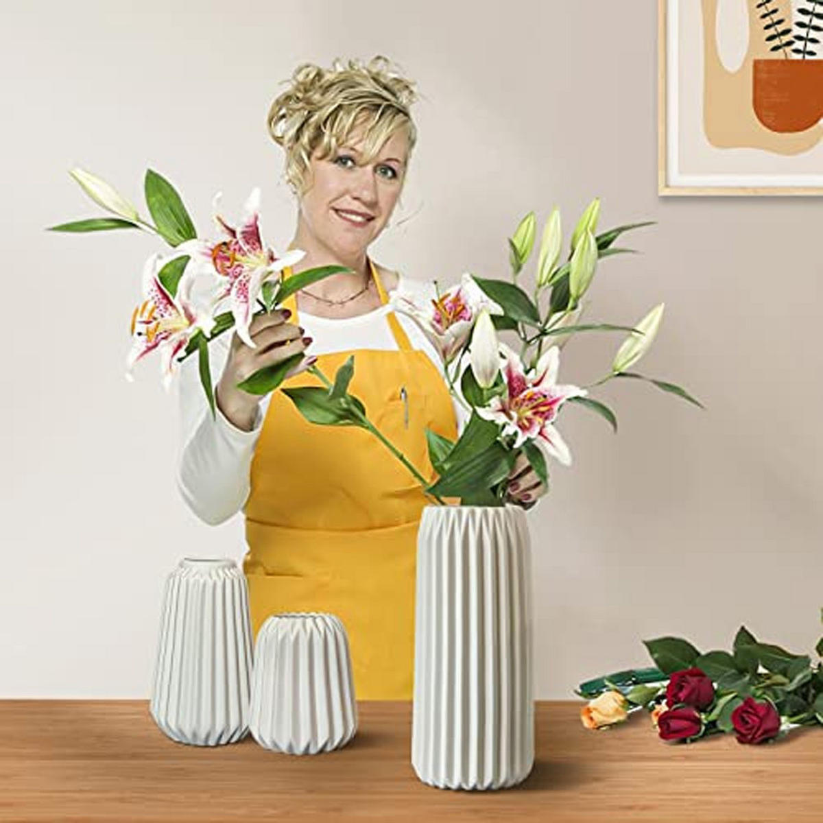 VASE 20 cm Keramik - Weiß, Keramik (20cm) - LIBRATON