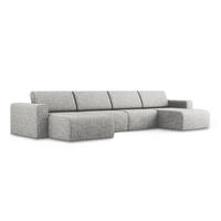 WOHNLANDSCHAFT Strukturstoff Stoff Grau - Beige/Silberfarben, Kunststoff/Textil (404/80/167cm) - Makamii