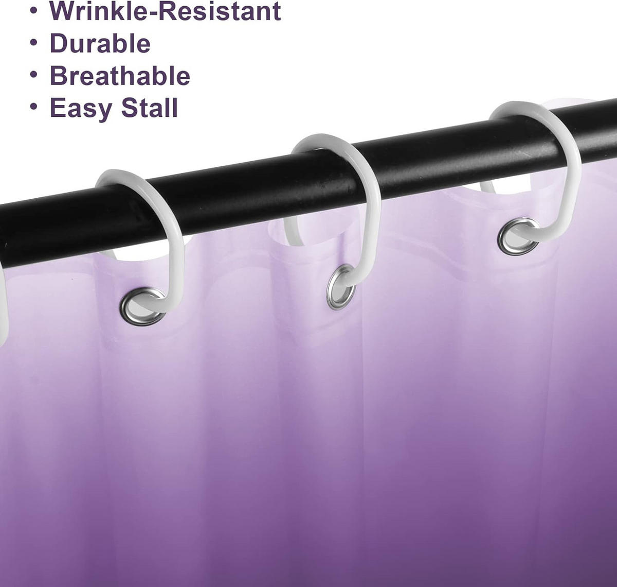 DUSCHVORHANG Violett dick mit Haken Badezimmer - Lila, Textil (180/180cm) - MCBOSON