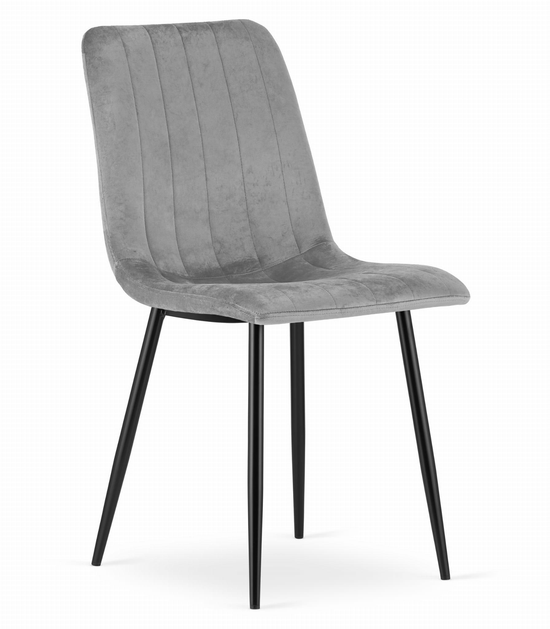 STUHL ORSARA 1 Stück, Grau, mit Samtstoff gepolstert - Hellgrau, Textil/Metall (43/90/51cm) - Komodee