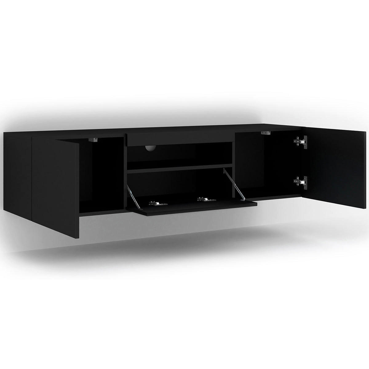 TV STOLÍK Aurus Čierna - čierna, kompozitné drevo (150/36/37cm) - Petits-meubles