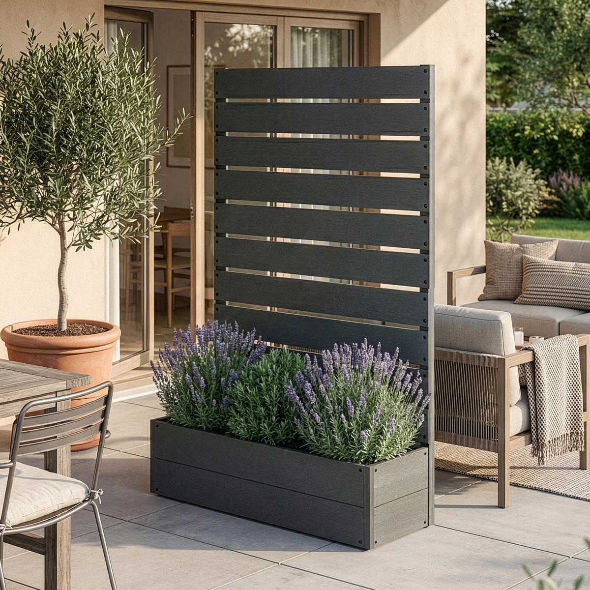 BLUMENKASTEN Heerde - Grau, Kunststoff (90/150/38cm) - [en.casa]