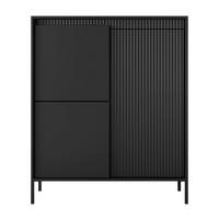 HIGHBOARD Trentinis 3T Schwarz 103,5/123,4/39,5 cm – Geriffelten Fronten - Schwarz, Holzwerkstoff/Metall (103.5/123.4/39.5cm) - AX Living