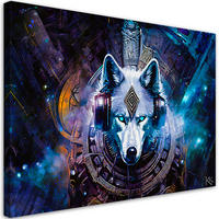 LEINWANDBILD Abstrakte Wölfe 100x70cm - Blau, Textil (100/70cm) - Feeby
