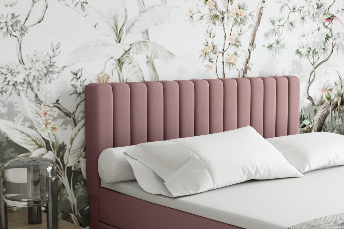 BOXBETT Everest rosa 160 x 200 cm Doppelbett mit hochwertiger Bonell-Matratze und Topper - Rosa, Holz (160/200cm) - Panda Möbel
