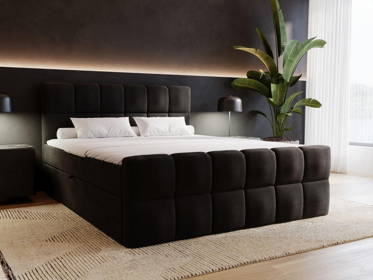 BOXBETT Alicante 140x200 Schwarz - Schwarz, Holz/Textil (140/200cm) - Graingold