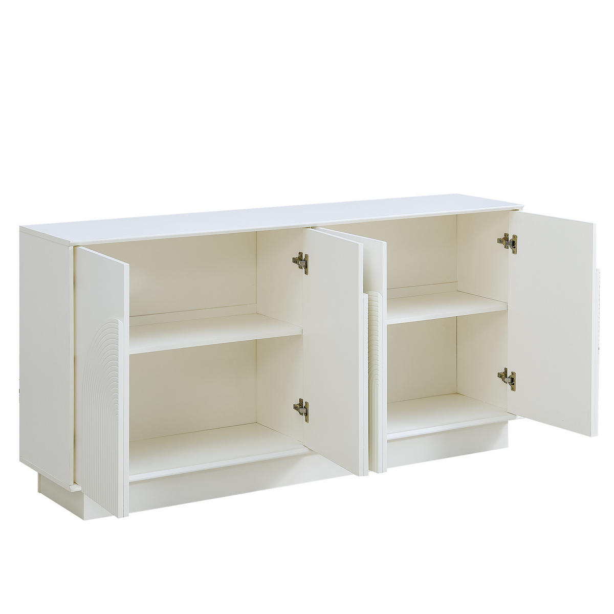 SIDEBOARD 4 Türen mit gewölbten Paneelen, MDF, matte Oberfläche - Weiß, Holzwerkstoff (160/80/38cm) - Urban Meuble