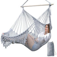 HÄNGESESSEL Baumwolle handgewebt mit Spreizstange 100 cm Grau - Grau, Textil (100/80/150cm)