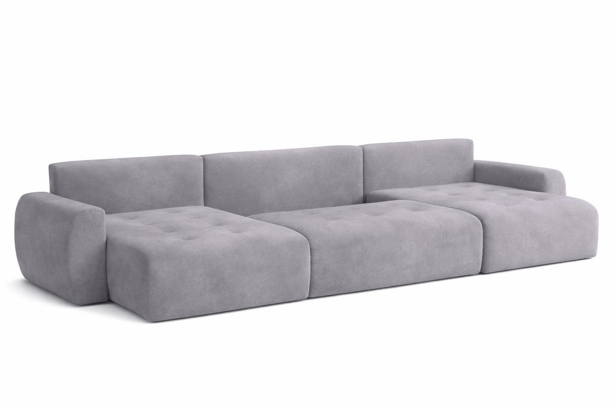 ECKSOFA Mit Schlaffunktion Und Bettkasten U-Form Ivo U, Veloursstoff Salvador, Grau - Grau, Holz (342/142cm) - Kaiser Möbel