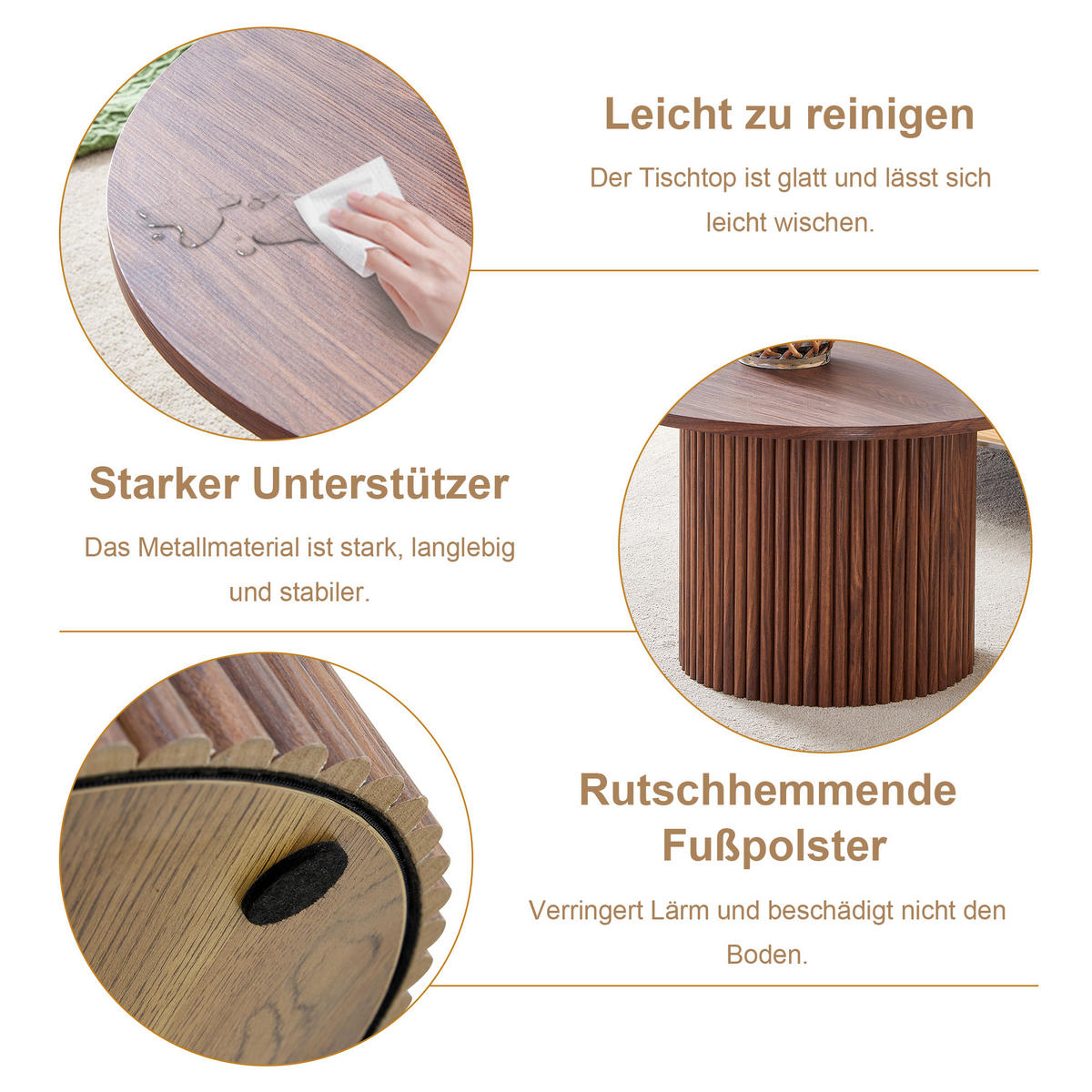 COUCHTISCH 70/70/42 cm walnussfarben aus MDF mit integriertem Metallrahmen - Walnussfarben, Holzwerkstoff (70/70/42cm) - OKWISH