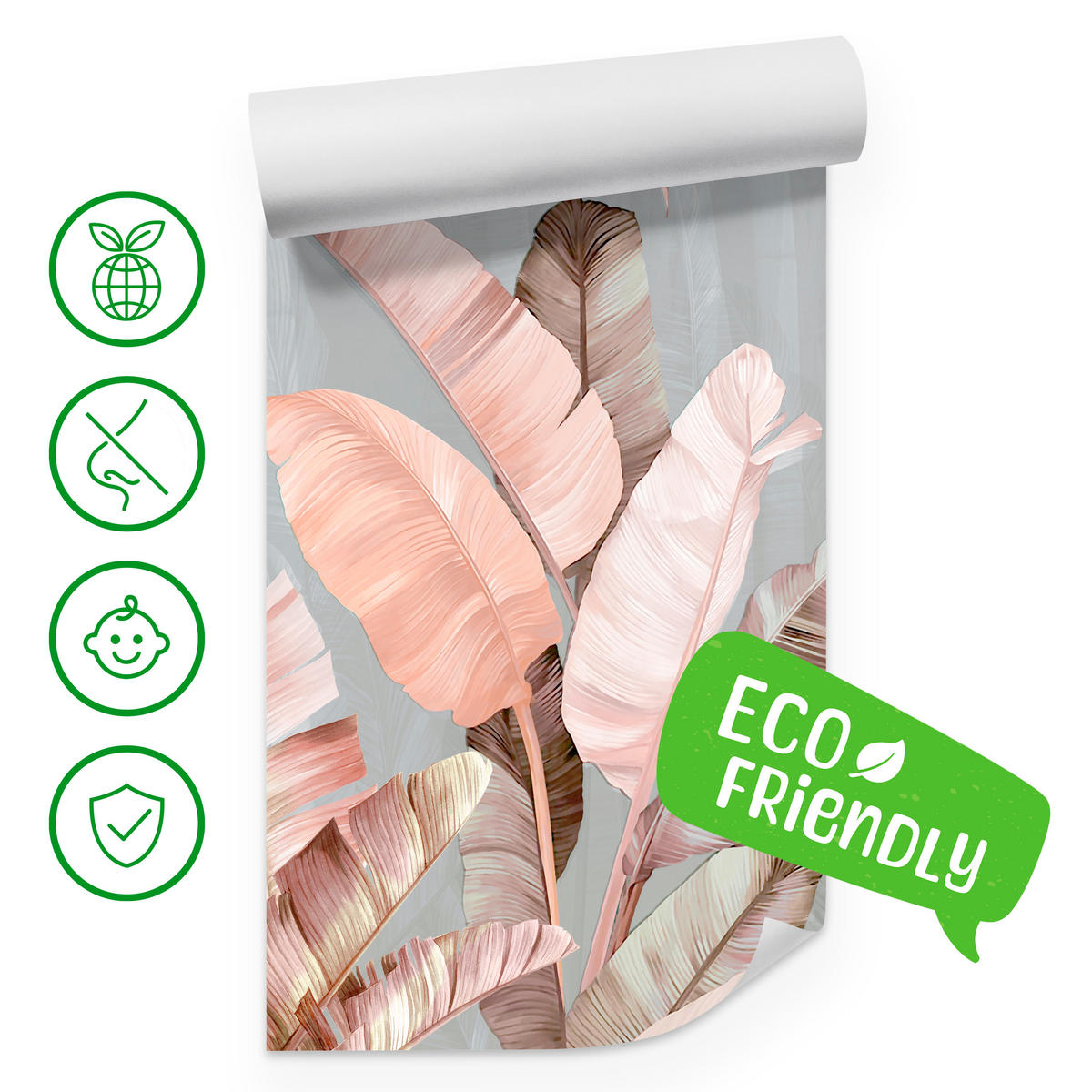 FOTOTAPETA Pre Jedáleň Tropické Pastelové Banánové Listy 400 x 280 cm - hnedá/sivá, papier (400/280cm) - Muralo