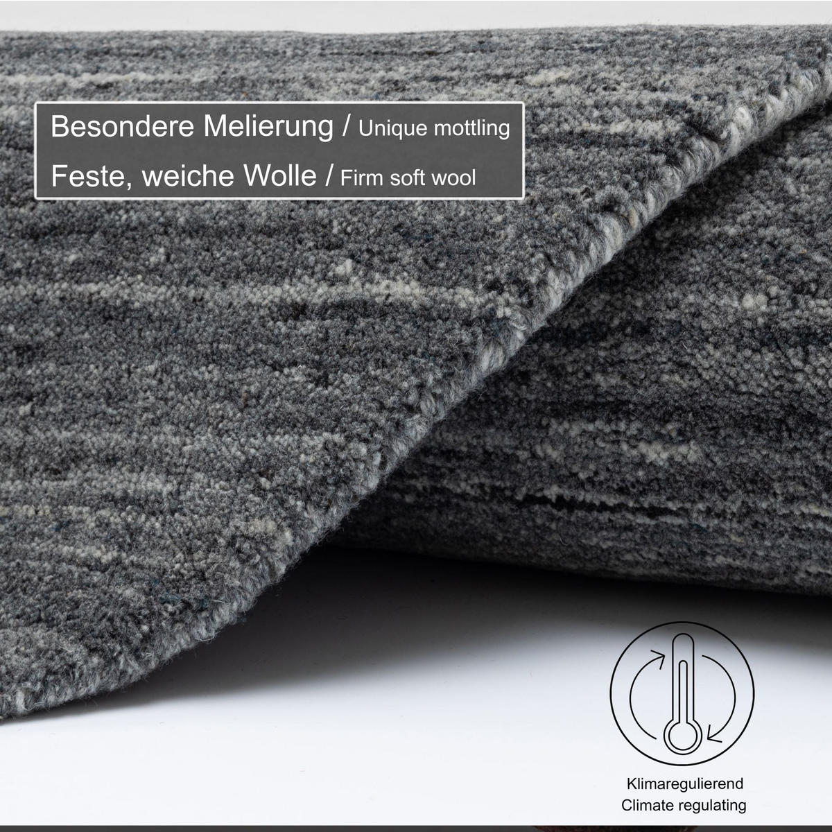 HANDWEBTEPPICH Pure 150x150 cm - Anthrazit, Textil (150/150cm) - THEKO