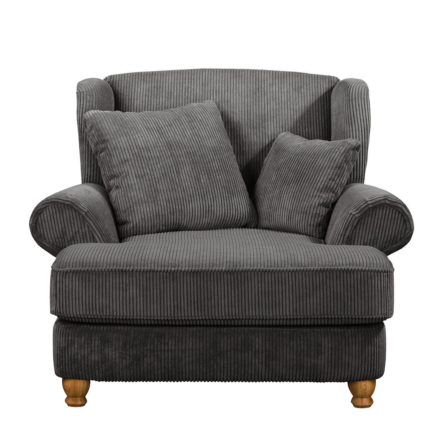 XXL SESSEL - Cord - Grau, Textil (135/100/128cm) - home24