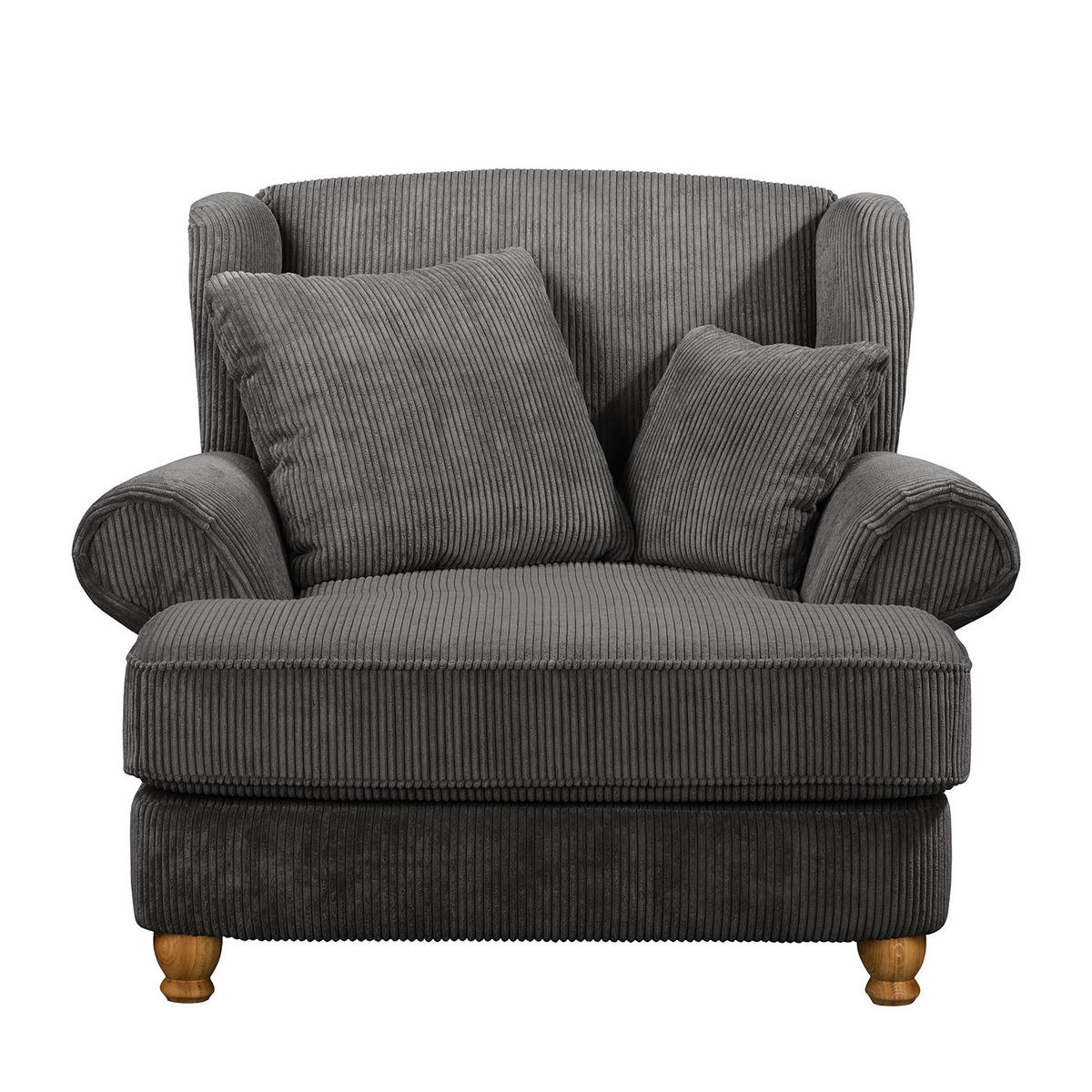 XXL SESSEL - Cord - Grau, Textil (135/100/128cm) - home24