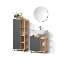 BADMÖBEL-SET Marano Anthrazit 3 Teile - Anthrazit/Sonoma Eiche, Holzwerkstoff (35/65/60cm) - Livinity®