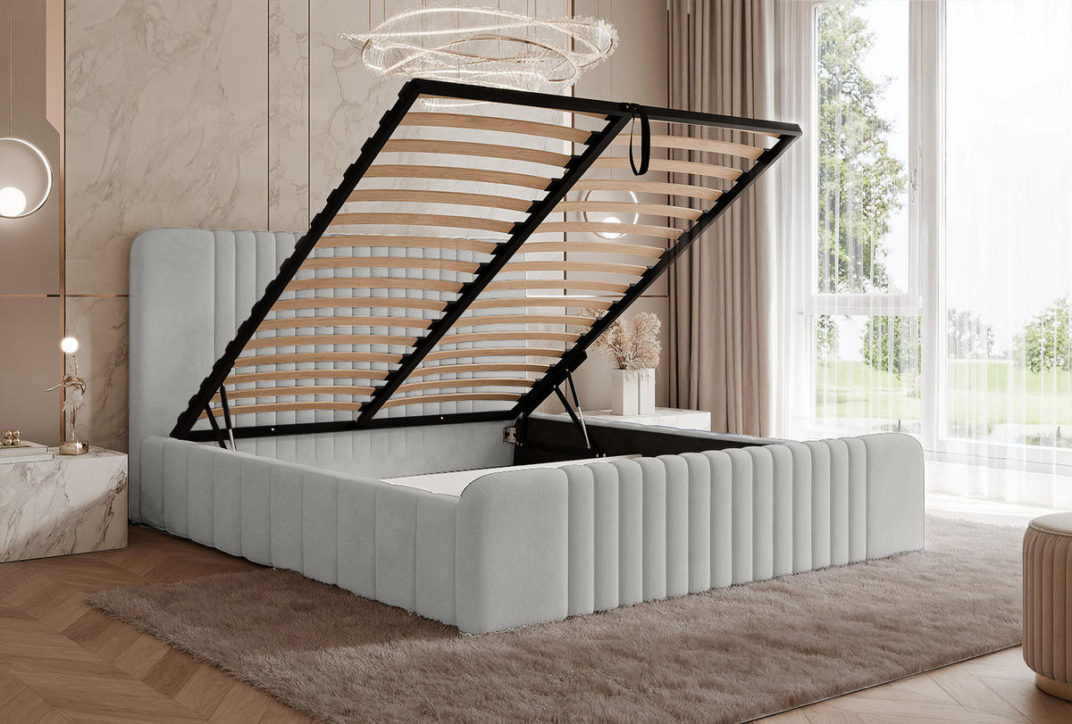 POLSTERBETT Pariotto 200x200 cm, Hellgrau - Hellgrau, Textil (200/200cm) - Fedve