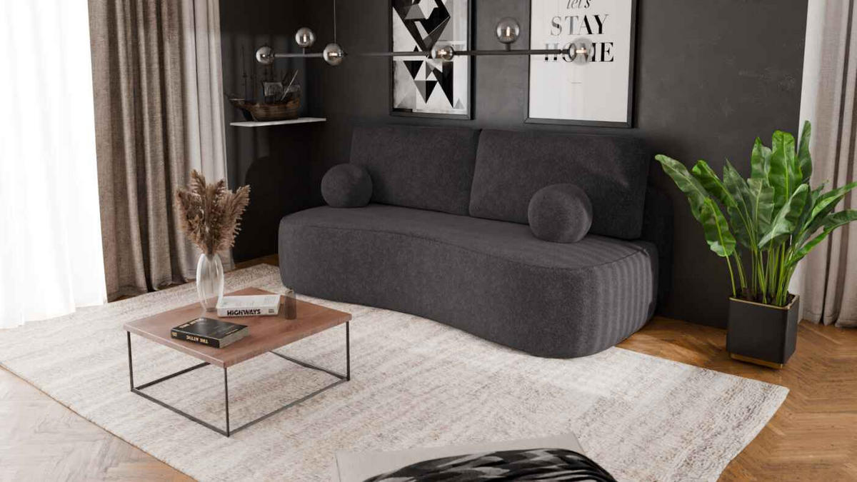 BETTSOFA SANDRO Grau Bucle-Stoff mit Schlaffunktion - Grau, Textil (101/93/207cm) - MASSENO