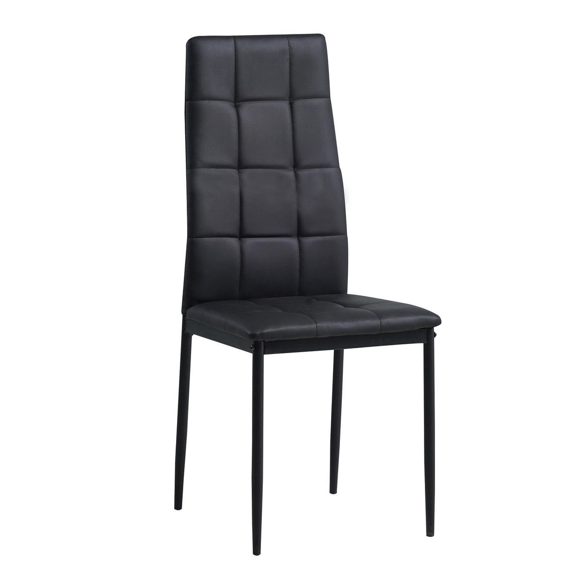 STUHL RIMINI Lederimitat Metallbeine 4er Set Schwarz - Schwarz, Kunststoff/Metall (41/97/38cm) - Albatros