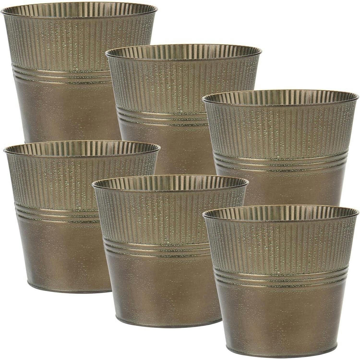 BLUMENTOPF 6er Set verzinkter Stahl Braun - Bronzefarben, Metall (17.5/21/17.5cm)