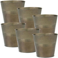 BLUMENTOPF 6er Set verzinkter Stahl Braun - Bronzefarben, Metall (17.5/21/17.5cm)