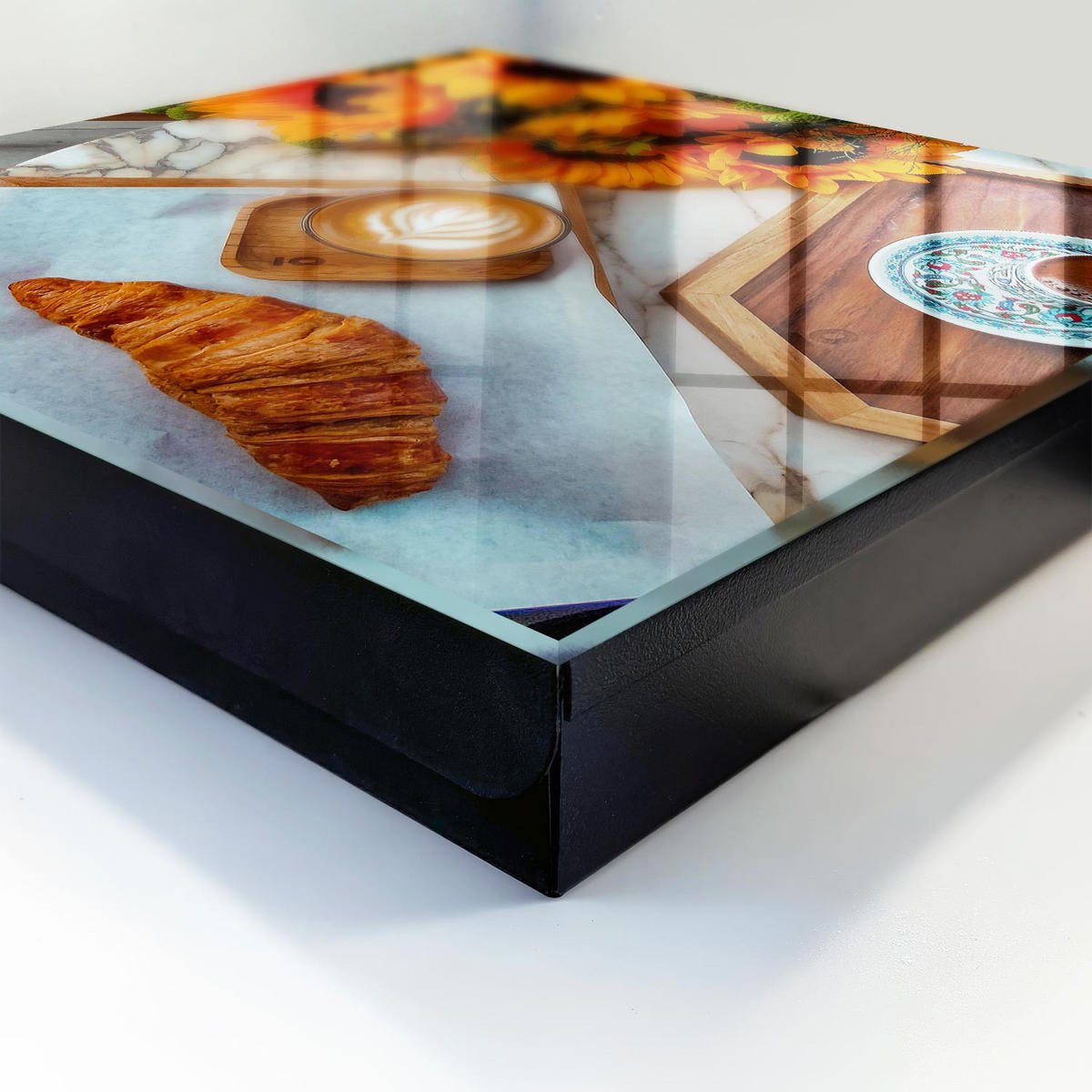SCHLÜSSELBOX Schwarz 30x30 cm- Türöffnung nach rechts - Morgenmomente - Orange, Metall (30/30/5cm) - TULUP