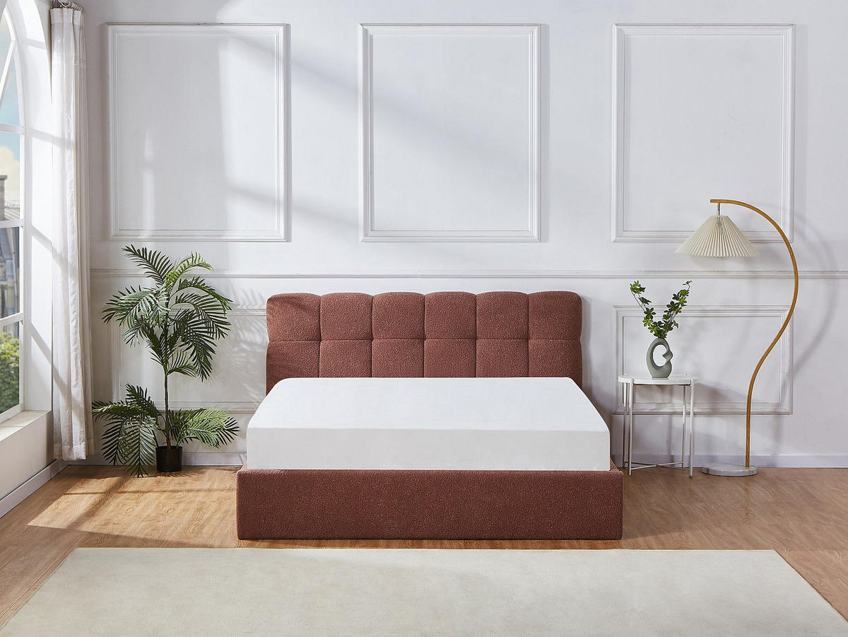 BETT mit Bettkasten - 2 Personen - stoff - terracotta Maziri - Terracotta, Textil (160/200cm) - Vente-Unique