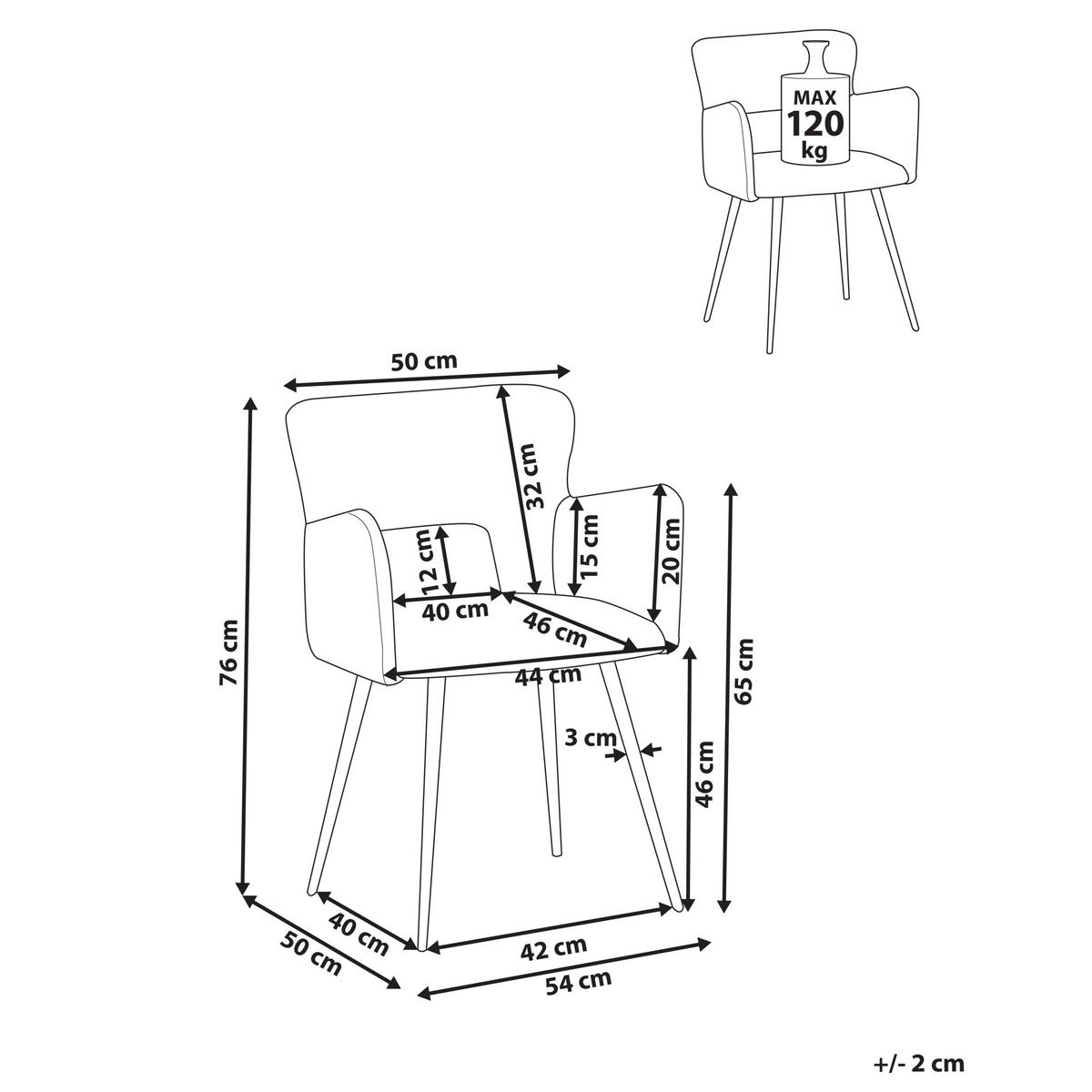ESSZIMMERSTUHL 2er-Set Hellgrün Sanilac - Schwarz/Hellgrün, Textil (54/76/50cm) - Beliani