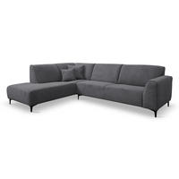 ECKSOFA Mula in L-Form, Coach Farbe: Grau, Velourstoff, Ottomane Links - Grau, Textil (210/274cm) - VENASI MÖBEL