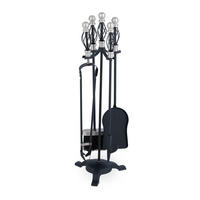 5-TLG.KAMINBESTECK-SET - Schwarz, Metall (21/66/21cm) - Relaxdays