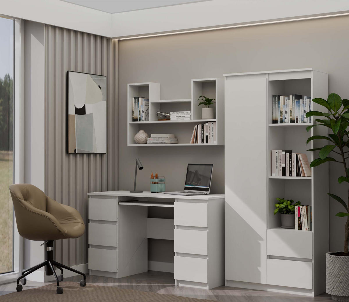 SCHWEBEREGAL Sören - Weiß, Holzwerkstoff (60/100/16cm) - kommodly