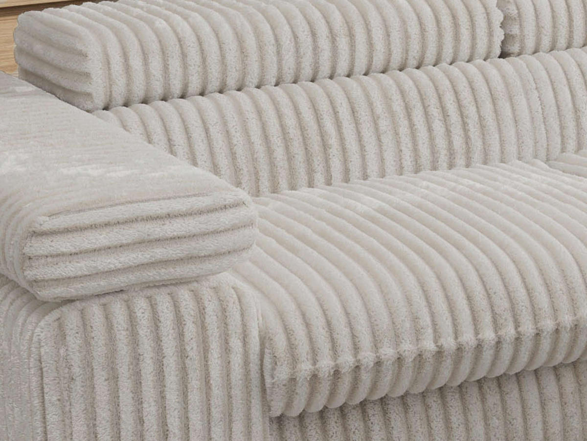 ECKSOFA PABLO L Beige Cord - Rechts Seite - Beige/Schwarz, Textil/Metall (273/208cm) - MKS