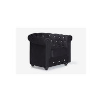 SESSEL - Samt - Schwarz mit Knöpfen in Kristalloptik - CHESTERFIELD - Schwarz, Textil (85/72/78cm) - Vente-Unique