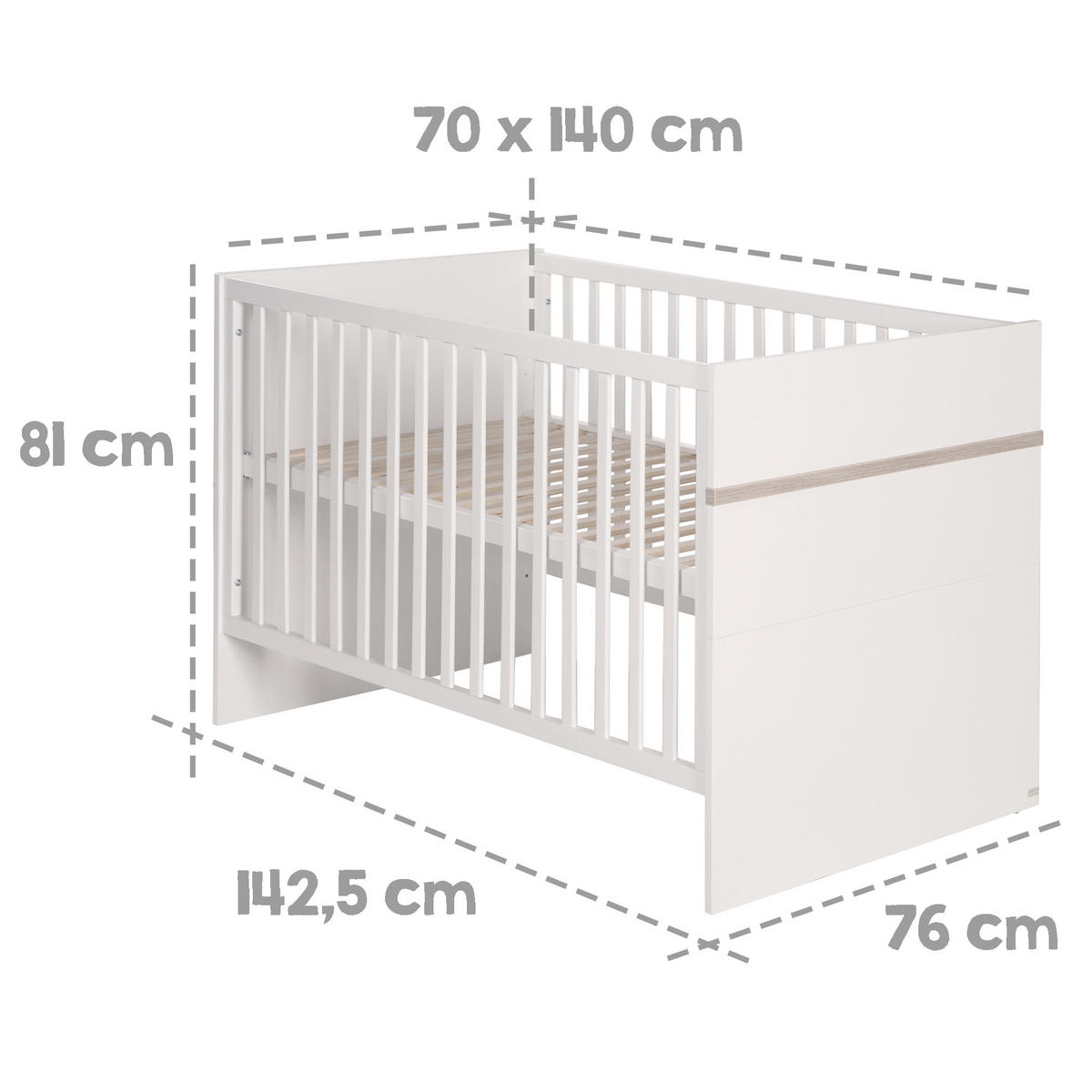 BABYZIMMER-SET Moritz, mit breiter Wickelkommode, 3-teilig - Weiß, Holzwerkstoff (76/81/142.5cm) - Roba