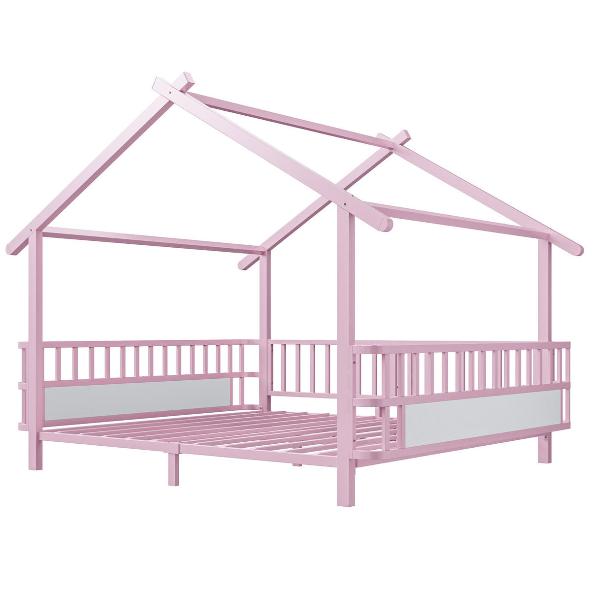 KINDERBETT 140x200 Metall Sicherheitsgitter Rosa - Pink, Metall (140/200cm) - FLIEKS