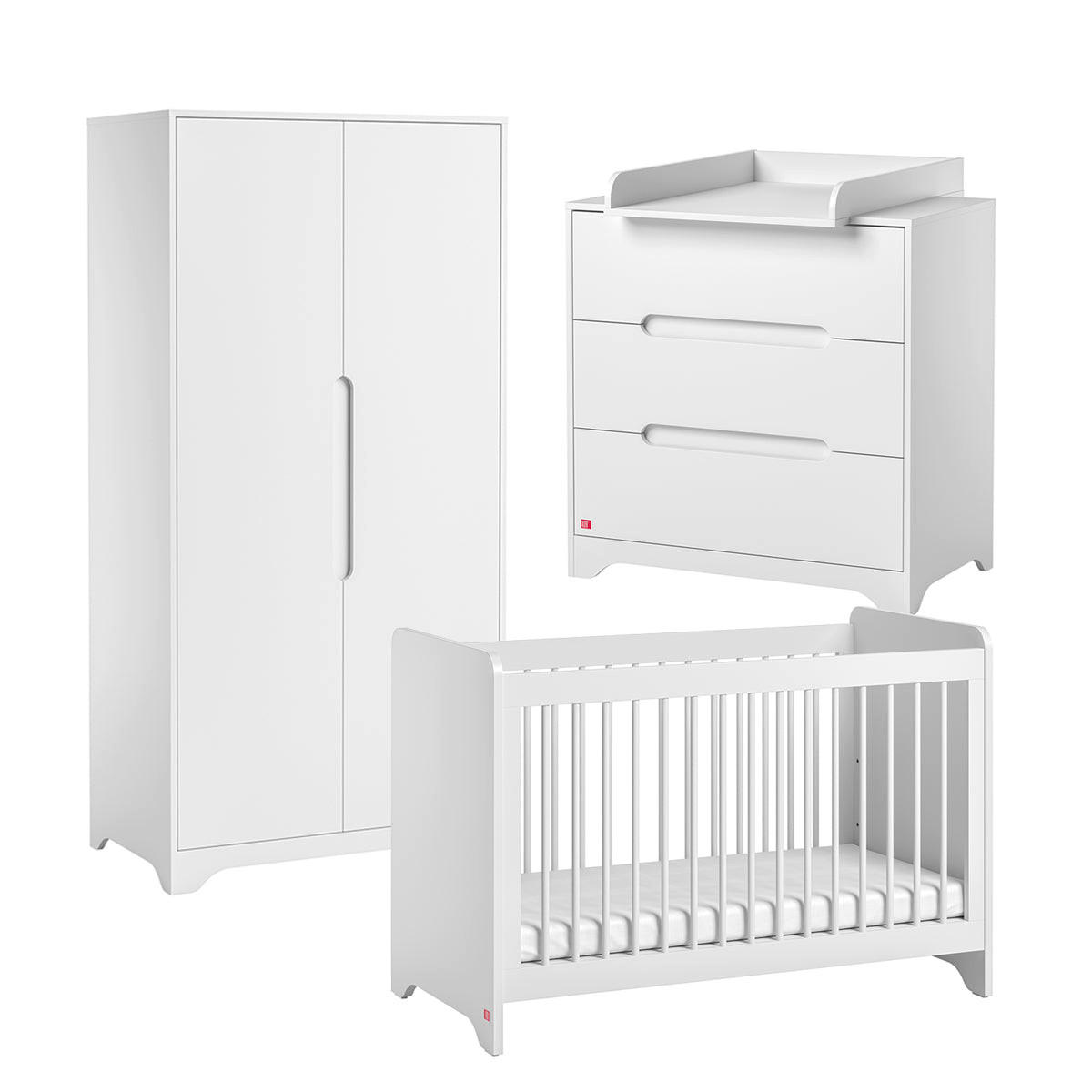 POKOJ PRO MIMINKO 3DÍLNÝ Ova Bílá - bílá, kompozitní dřevo (124.5/86/65cm) - Petits-meubles