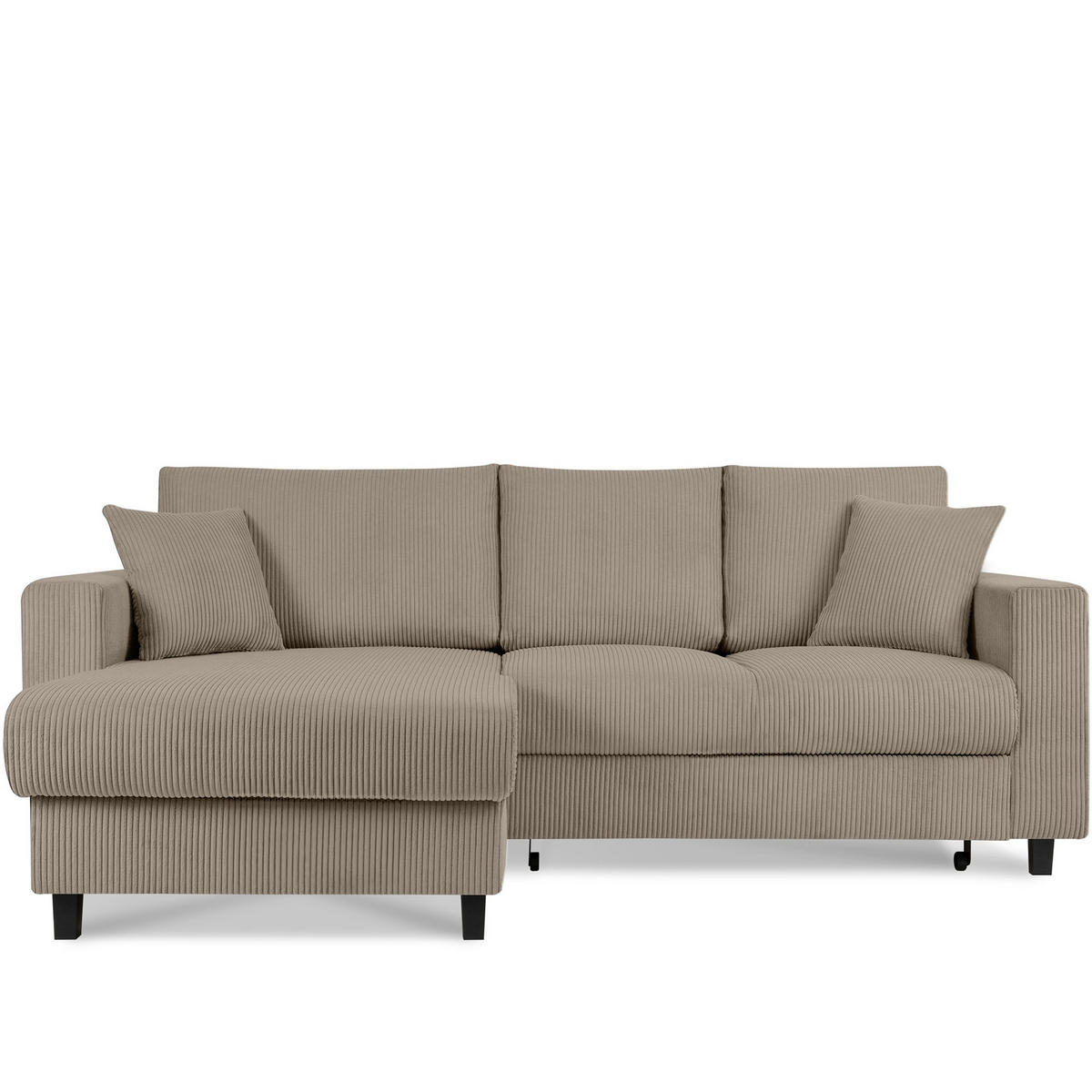ECKSCHLAFSOFA EGRET Links mit Bettkasten, Cord-Stoff, beige - Beige, Textil (234/90cm) - KONSIMO®