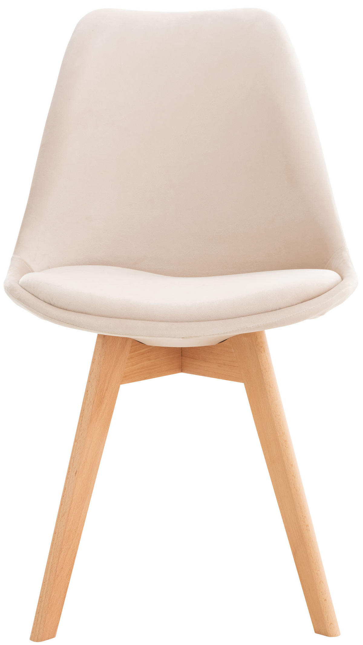 STUHL 4er Set Samt beige - Eukalyptusholzfarben/Beige, Holz/Textil (49/83/50cm) - CLP