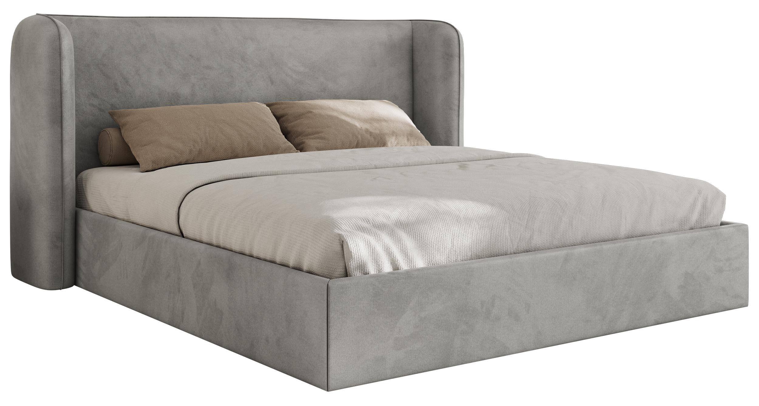 POLSTERBETT EMORA CLASSIC 200/200 - Hellgrau Velvet - Multipocket-Matratze - Hellgrau, Textil (200/200cm) - MKS