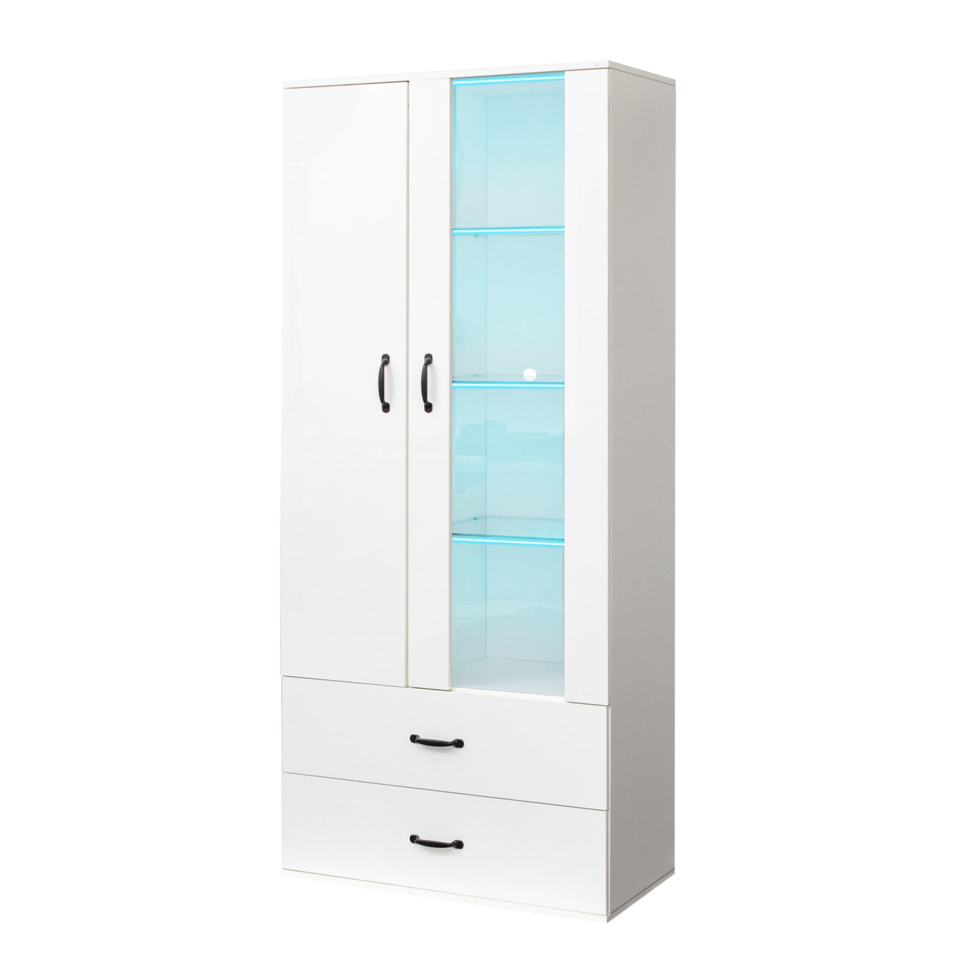 HIGHBOARD 59,5/35/182 cm in Weiß mit LED-Beleuchtung und Stauraum - Weiß, Holzwerkstoff (59.5/182/35cm) - Flora Grace