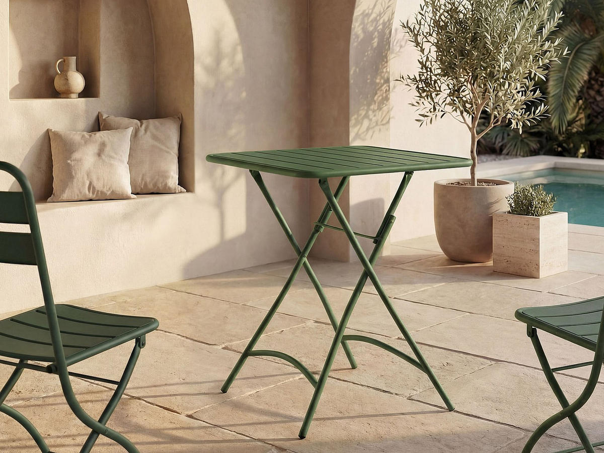 GARTENTISCH - 2 Personen - Metall - Khaki - - Schlammfarben, Metall (60/60/73cm) - Vente-Unique