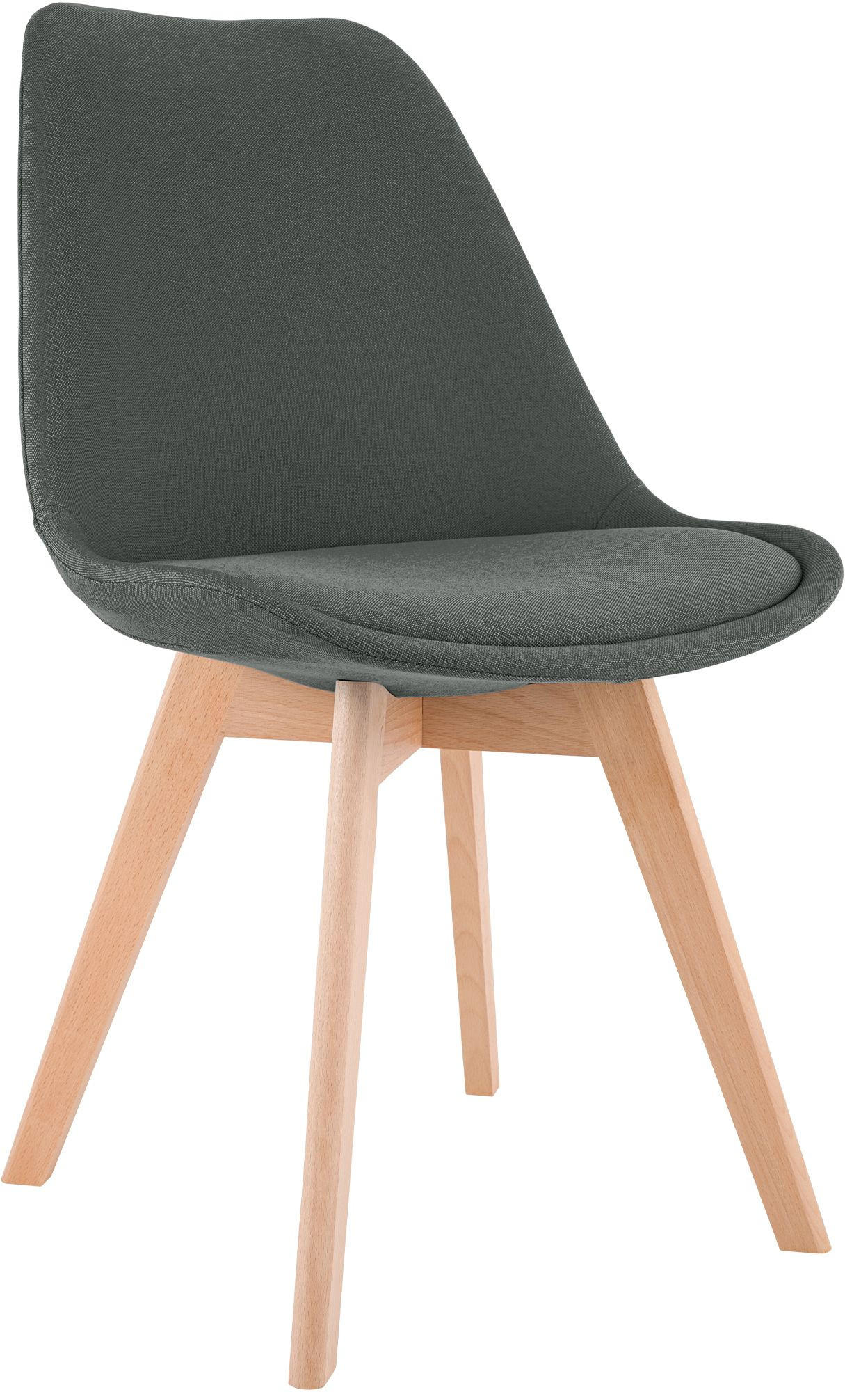 STUHL Stoff Dunkelgrau - Eukalyptusholzfarben/Dunkelgrau, Holz/Textil (49/83/50cm) - CLP