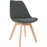 STUHL Stoff Dunkelgrau - Eukalyptusholzfarben/Dunkelgrau, Holz/Textil (49/83/50cm) - CLP