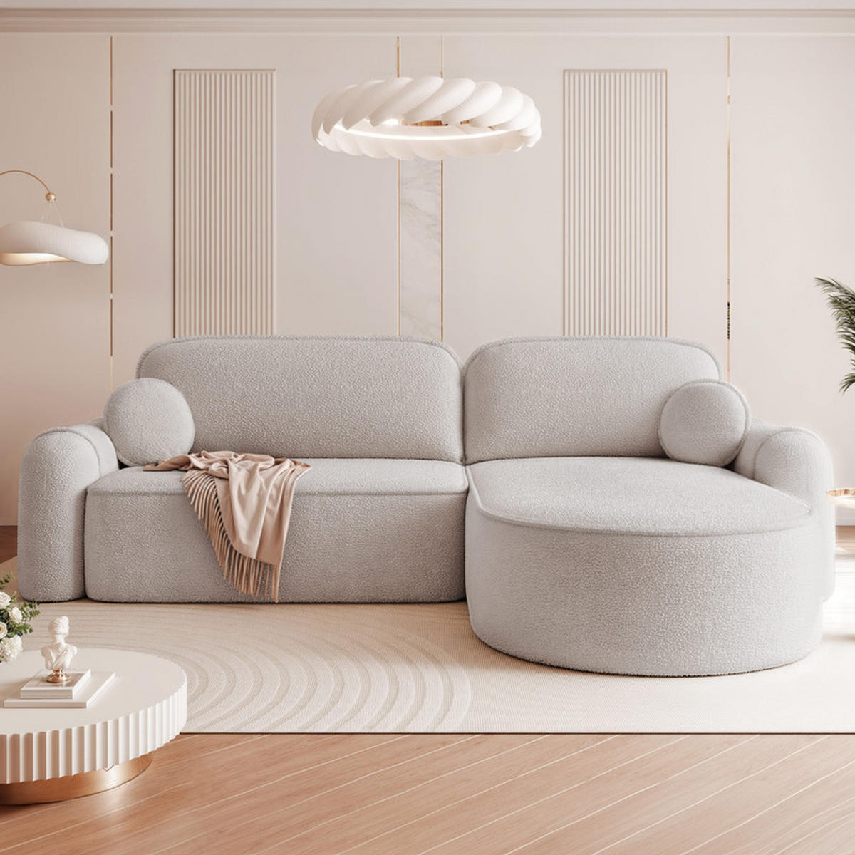 ECKSOFA SIGMA mit Schlaffunktion und Bettkasten, Stoff Hellgrau - Hellgrau, Textil (280/178cm) - Idohome