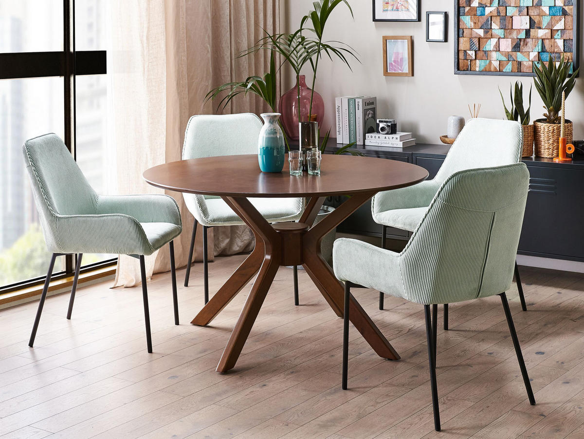 ESSTISCH 120/120/75 cm Dunkelbraun Rund Tymis - Dunkelbraun, Holzwerkstoff (120/120/75cm) - Beliani
