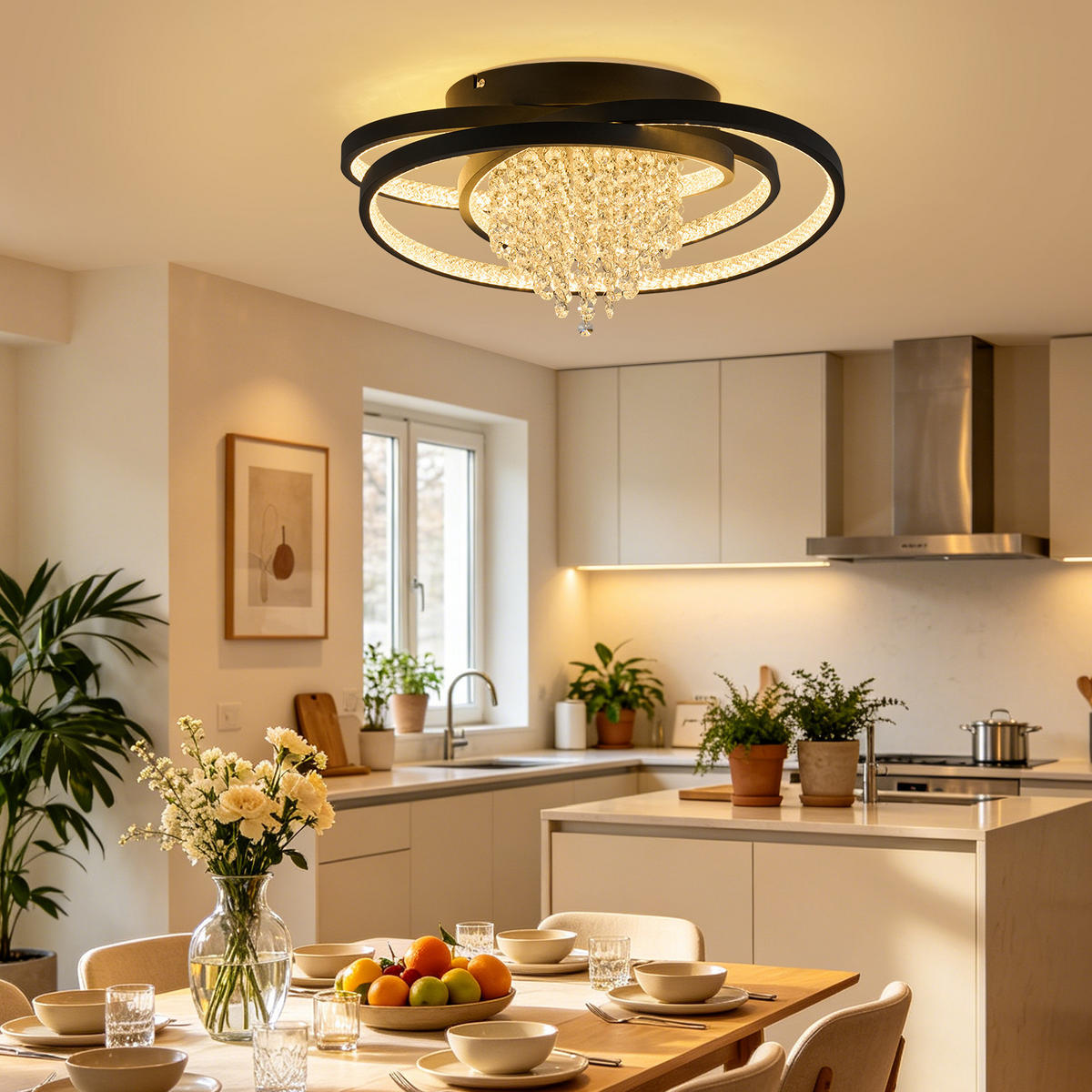 LED DECKENLEUCHTE Mivoris 48/25/20 cm - Schwarz, Metall (48/25/20cm)